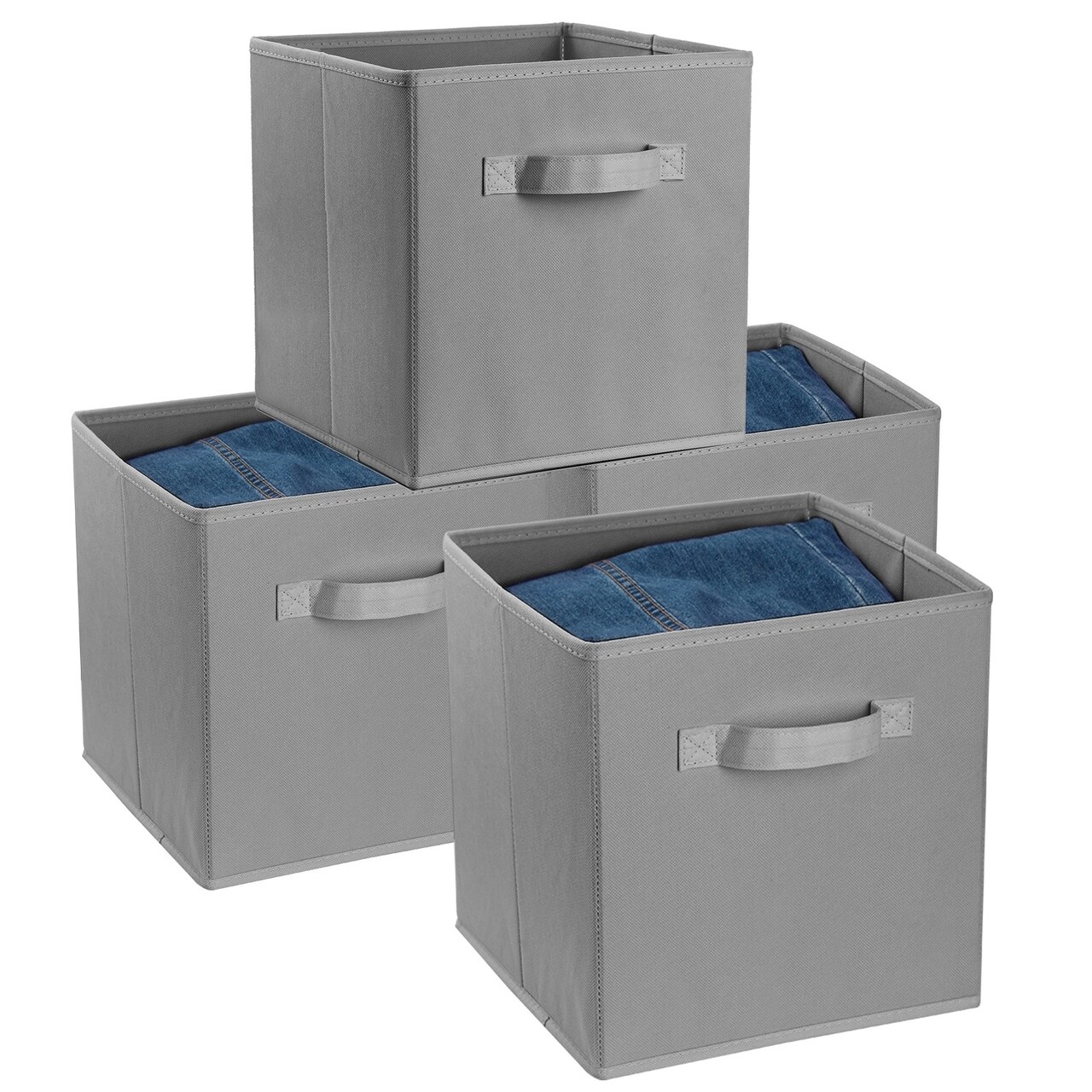 Foldable Storage Cube Bins 4 Pack Black Non-Woven Fabric Organizer For Toys Clothes